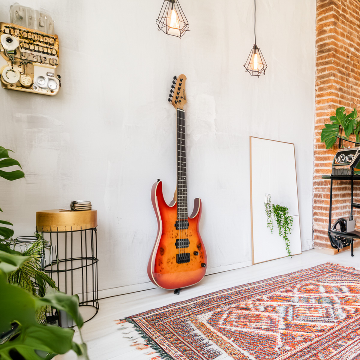 Gitara elektryczna superstrat Strat3 -zestaw z futerałem Golden Guitar  wiśnia Lifestyl1