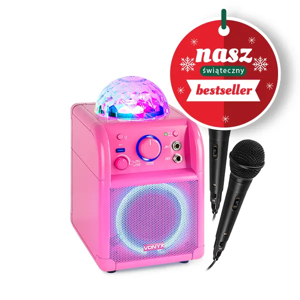 Głośnik karaoke LED Kula Różowy SBS55P BT Vonyx