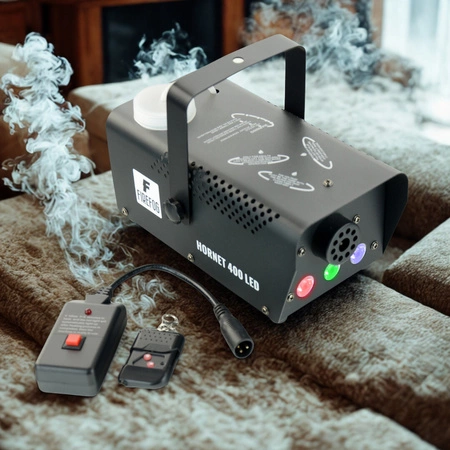Zestaw imprezowy: Wytwornica dymu z efektem LED RGB 400 W 2 piloty + płyn do dymu 1 l + półkula dyskotekowa