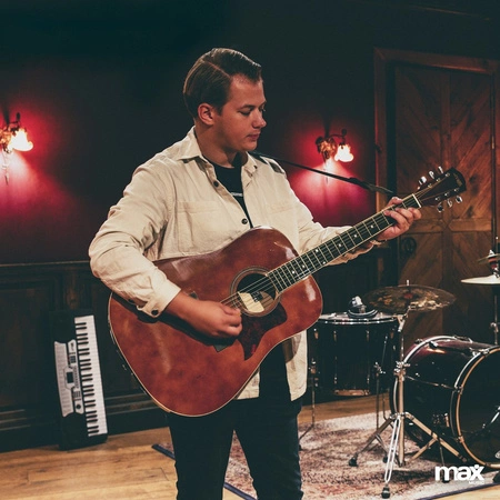 Zestaw: Gitara akustyczna Solojam Western ciemny naturalny Max, akcesoria, statyw i pulpit na nuty