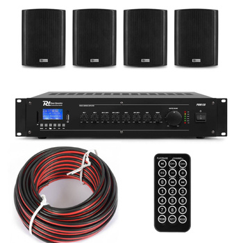 Zestaw czarnych głośników naściennych 4 x 4" BC40V z wzmacniaczem