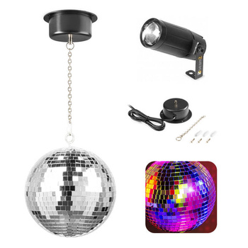 Zestaw: Kula lustrzana 20cm+ napęd sieciowy+ reflektor pinspot