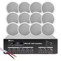 Zestaw białych głośników instalacyjnych 12 x 5" CSPB5 100V z wzmacniaczem bluetooth