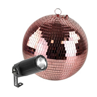 Zestaw: Kula lustrzana 20cm  różowo- złota+ pinspot LED