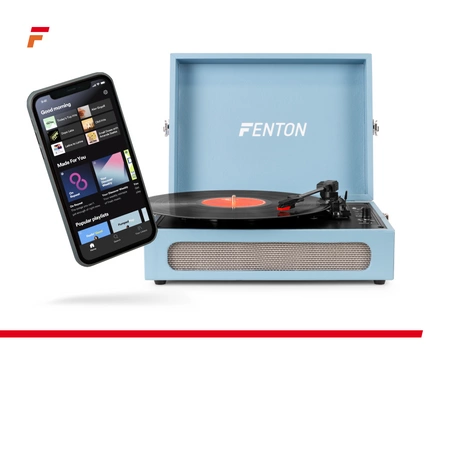 Gramofon w walizce RP118E Fenton wejście/wyjście BT niebieski