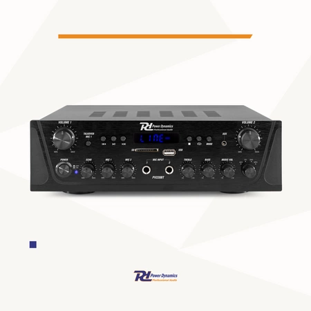 Wzmacniacz audio PV220BT 2 strefowy 100W USB SD BT FM LED pilot Power Dynamics