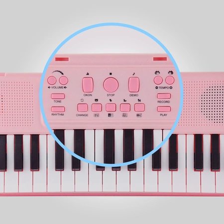 Keyboard 37 klawiszy edukacyjny dla dziecka z mikrofonem na statywie BD-375 BDMusic różowy