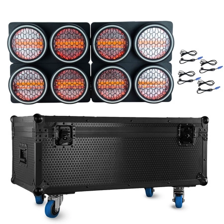 Zestaw: 4x reflektor retro LED RGB COB Lucendi R2 + Case