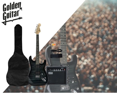 Gitara elektryczna - kompletny zestaw -Golden Guitar STEG-35 Czarny