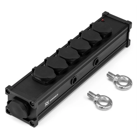 Rozdzielacz zasilania Power Dynamics PSB35 z 7 wodoodpornymi złączami Powercon – P-Con IN – 7x P-Con OUT