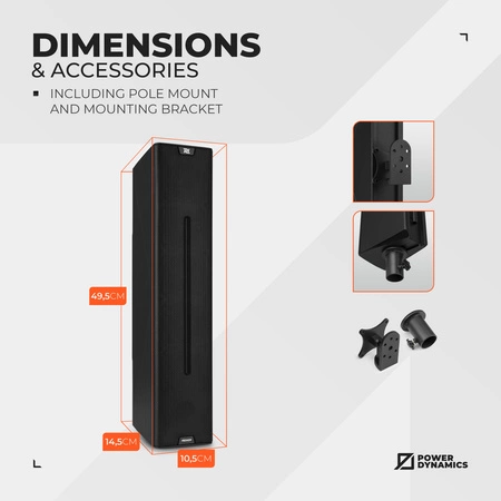 Głośnik kolumnowy 100V Power Dynamics czarny
