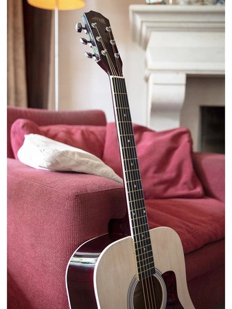 Zestaw: Gitara akustyczna Solojam Western naturalna Max + akcesoria, statyw i pulpit na nuty