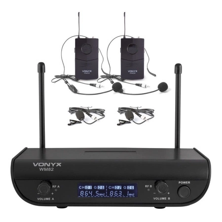 Zestaw mikrofonów bezprzewodowych nagłownych UHF Vonyx WM82