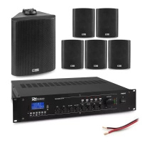 Zestaw czarnych głośników naściennych 6 x 6.5" BC65V z wzmacniaczem