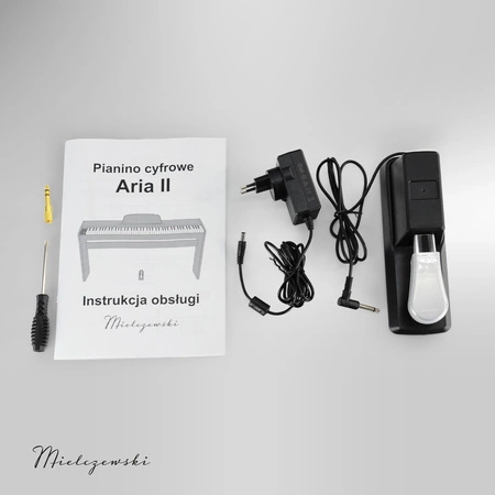 Pianino cyfrowe 88 dynamicznych klawiszy ze statywem ARIA II białe Mielczewski