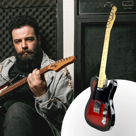 Gitara elektryczna - kompletny zestaw -Golden Guitar TEEG-30 Czarno-czerwona Telecaster
