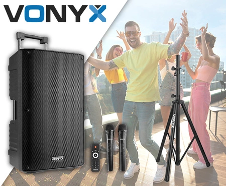 Zestaw: Kolumna mobilna VSA500 12" 800W BT Vonyx+ statyw