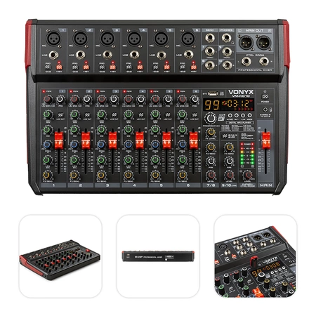 Mikser muzyczny 10-kanałowy REC BT DSP USB Vonyx+ kabel 2x XLR żeński-2x RCA męski 3.0m