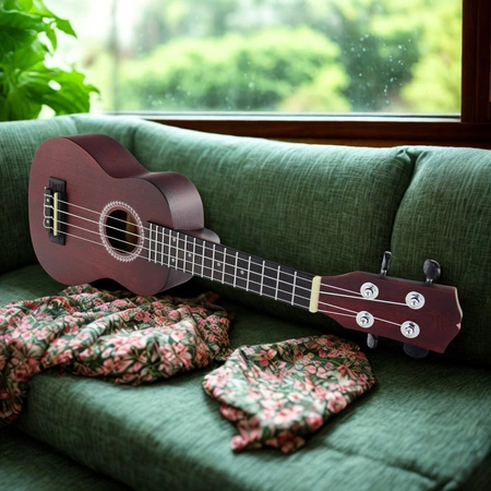 Zestaw: Ukulele sopranowe 21" HRF21 czerwone+ akcesoria Golden Guitar