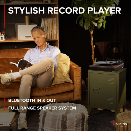 Gramofon Audizio RP112L z wejściem/wyjściem BT, ciemne drewno