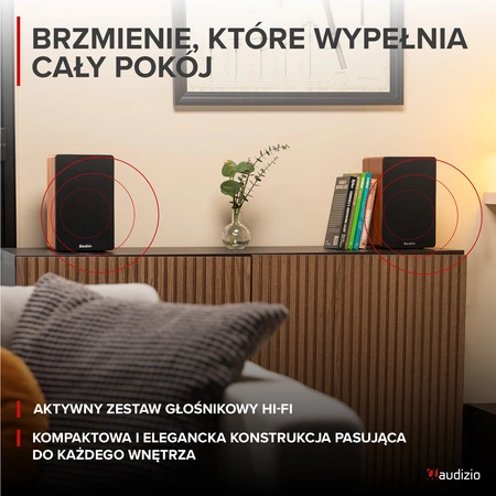 Zestaw aktywnych głośników półkowych KS01 80W, drewno
