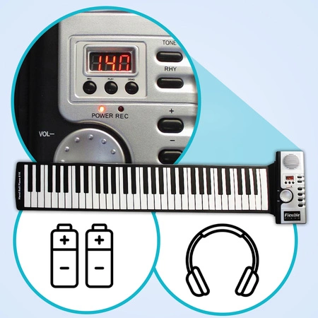 Keyboard elastyczny 61 klawiszy MIDI zwijana klawiatura