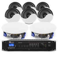 Zestaw białych głośników sufitowych 8 x 8" NCSP8 z wzmacniaczem