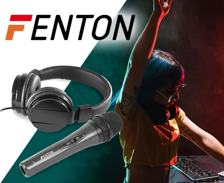 Zestaw akcesoriów DJ-skich składający się ze słuchawek Vonyx VH120 DJ i mikrofonu DJ DM105