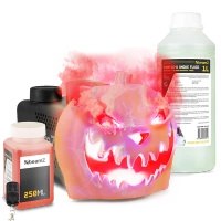 Zestaw Imprezowy: Wytwornica dymu LED z dyniową głową na imprezy tematyczne + płyn do dymu 1l