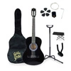 Zestaw: Gitara klasyczna 4/4 38" kolor czarny Golden Guitar+ akcesoria+ 2x statyw+ podnóżek gitarowy