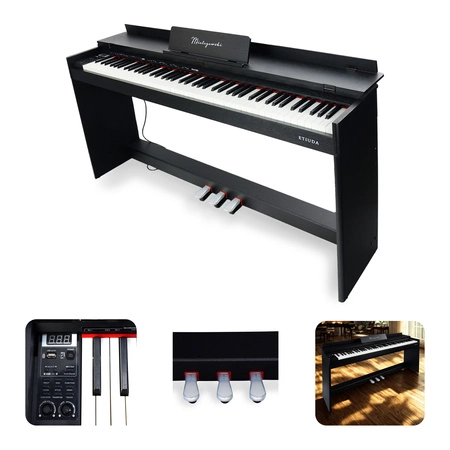 Pianino cyfrowe ze statywem 88 dynamicznych klawiszy ETIUDA czarne Mielczewski