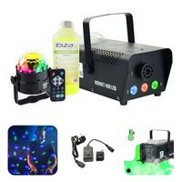 Zestaw imprezowy: Wytwornica dymu z efektem LED RGB 400 W 2 piloty + płyn do dymu 1 l + półkula dyskotekowa