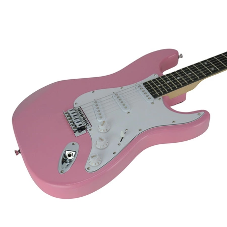 Gitara elektryczna - kompletny zestaw -Golden Guitar STEG-20 Różowa Stratocaster