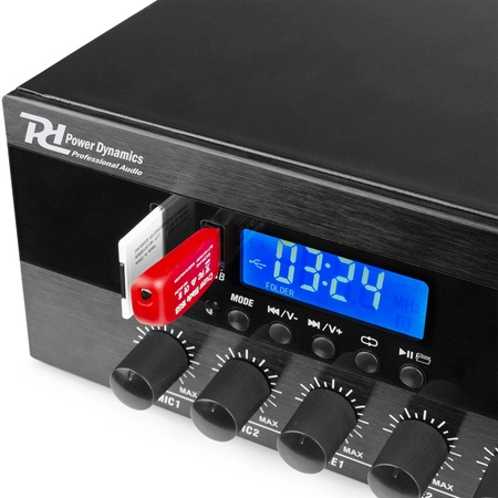 6 strefowy system czarnych głośników naściennych 12 x BC50V z wzmacniaczem PDW500MP3 BT