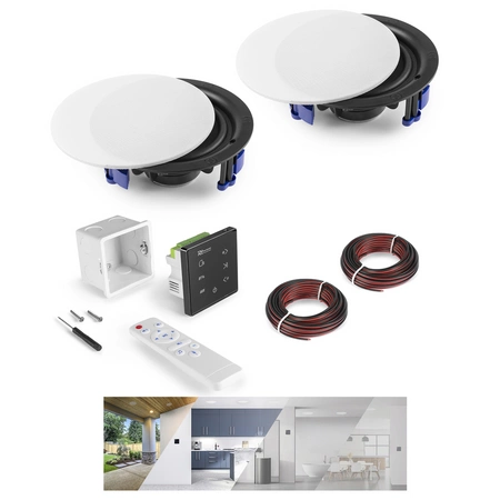 Zestaw: Wzmacniacz audio do montażu w ścianie z 2 głośnikami sufitowymi Powerline A50B