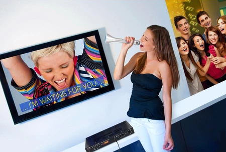 Mikrofon z głośnikiem do karaoke Party KAMIC kolor srebrny