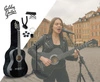 Zestaw: Gitara klasyczna 39" 4/4 czarna+ akcesoria+ 2x statyw+ podnóżek gitarowy Golden Guitar
