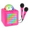 Głośnik bluetooth karaoke z półkulą LED 15W BT 2 mikrofony Fenton różowy