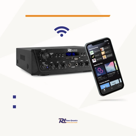 Wzmacniacz audio PV220BT 2 strefowy 100W USB SD BT FM LED pilot Power Dynamics