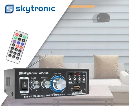 Wzmacniacz 2x 40W FM USB SD SkyTronic AV360