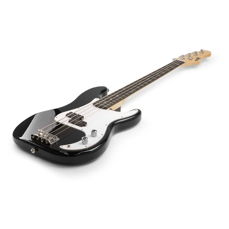 Zestaw: Gitara elektryczna basowa czarna GigKit wzmacniacz akcesoria
