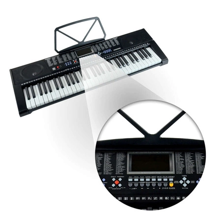 Zestaw: Keyboard 61 podświetlanych klawiszy+ statyw+ stołek+ naklejki na klawisze