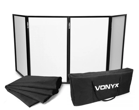 Ekran dla Dj'a parawan Vonyx Dj Screen (4 panele) czarny(biały) +lycra (biała bądź czarna) + pokrowiec