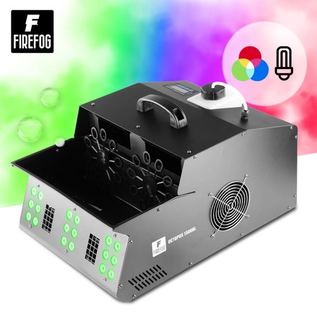 Zestaw: Wytwornica baniek i dymu z efektem LED Octopus 1500BL DMX pilot Firefog + płyn do dymu i baniek 2x 1L