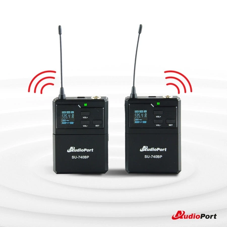 Zestaw mikrofonów bezprzewodowych UHF 2x nagłowny+ 2x krawatowy 2x bodypack+ stacja Audioport SU-740HH