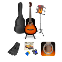 Zestaw: Gitara klasyczna 39'' SoloArt Max sunburst +statyw gitarowy +stojak na nuty +akcesoria