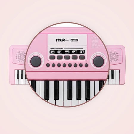 Keyboard dla dziewczynki 49 klawiszy akumulator/ mikrofon KD49P Max różowy