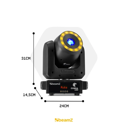 Zestaw: 2x Ruchoma głowa Cobra 100R Spot 100W z pierścieniem Beamz+ case