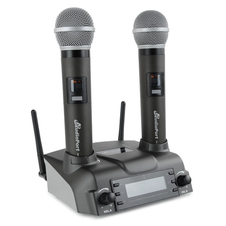 Zestaw mikrofonów bezprzewodowych doręcznych UHF+ stacja ładująca Audioport MCD-U2