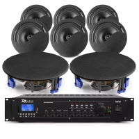 Zestaw czarnych głośników sufitowych 8 x 8" NCSP8B z wzmacniaczem